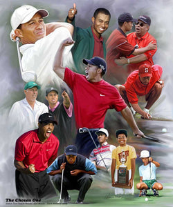 Tiger Woods "The Chosen One" Career Collage Art Print Poster - Wishum Gregory