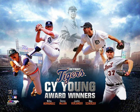 Detroit Tigers Cy Young History (Hernandez, McLain, Verlander, Scherzer) Premium Poster - Photofile