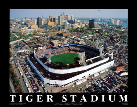 Detroit Tigers Tiger Stadium "From Above" (1999) Poster - Aerial Views Inc.