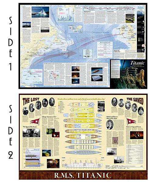The Titanic National Geographic 26x39 History Wall Map 2-Sided Poster - NG Maps
