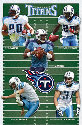 Tennessee Titans "Gridiron Five" Poster (Vince Young, Scaife, CJ, Bironas, Finnegan) - Costacos Sports 2010