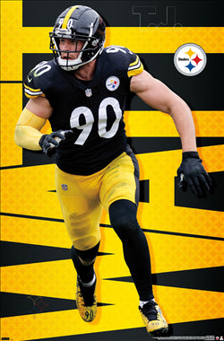 TJ Watt "Super Defender" Pittsburgh Steelers Official NFL Football Action Poster - Costacos Sports