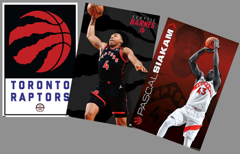 COMBO: Toronto Raptors NBA Basketball 3-Poster Combo Set (Pascal Siakam, Scottie Barnes, Logo Posters)