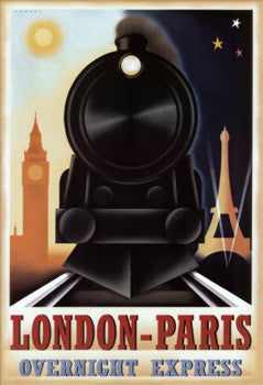 "London-Paris Overnight Express" Vintage-Style Train Poster by Steve Forney