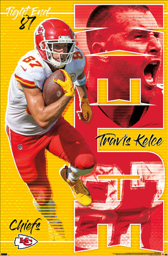 Travis Kelce "Intensity" Kansas City Chiefs Official NFL Football Wall Poster - Costacos Sports 2022