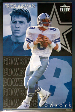 Troy Aikman "Elite" Dallas Cowboys NFL Football Action Poster - Costacos Brothers 1994