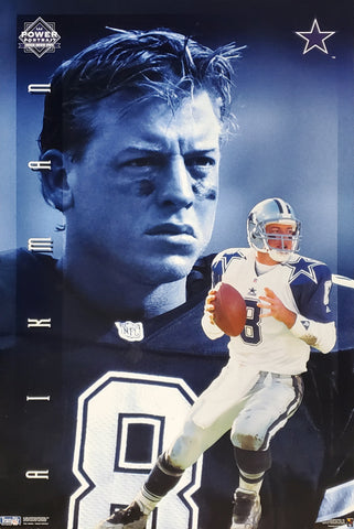 Troy Aikman "Power Portrait" Dallas Cowboys NFL Football Action Poster - Costacos Brothers 1995