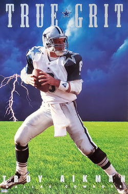 Troy Aikman "True Grit" Dallas Cowboys NFL Football Action Poster - Costacos Brothers 1995