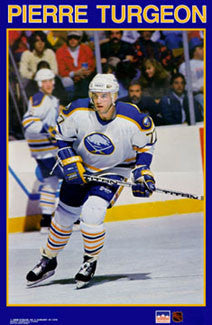 Pierre Turgeon "Sabres Superstar" Buffalo Sabres NHL Hockey Action Poster - Starline Inc. 1990