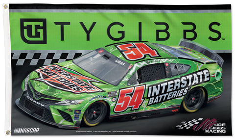 Ty Gibbs NASCAR Interstate Batteries #54 Official HUGE 3'x5' Deluxe-Edition FLAG - Wincraft 2023