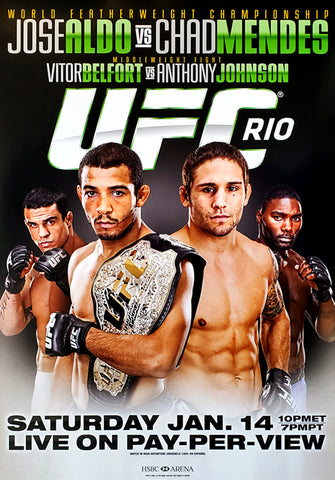 UFC 142 (Aldo vs. Mendes) Official Fight Bill Poster (Rio De Janeiro, Brazil 1/14/2012)