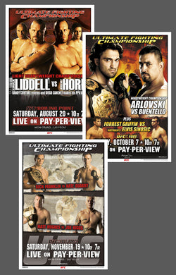 UFC 54, 55, 56 Official Event Poster Reproductions Set (13"x19") - Pyramid America