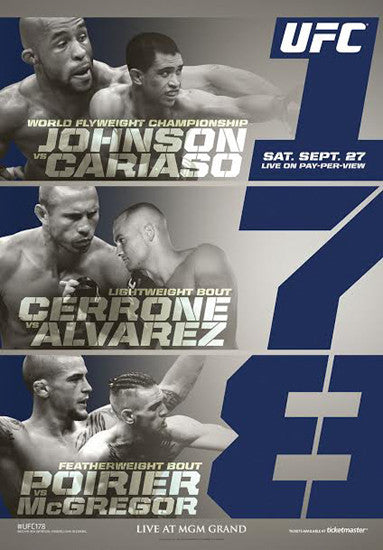 UFC 178 Official Event Poster (Conor McGregor vs. Poirier, Johnson vs Cariaso) - Las Vegas 9/27/2014