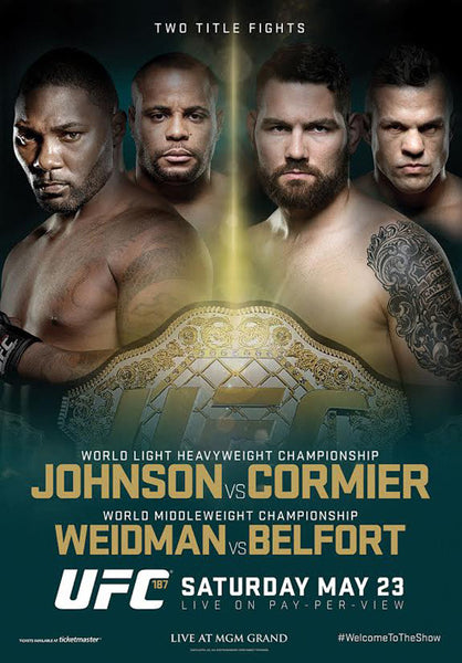 UFC 187 Official Event Poster (Johnson/Cormier, Weidman/Belfort) - Las Vegas 5/23/2015