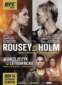 UFC 193 Official Event Poster (Ronda Rousey vs. Holm) Melbourne, Australia 11/14/2015