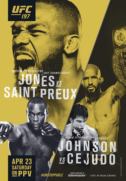 UFC 197 Official Event Poster (Jon Jones vs. Saint Preux, Johnson vs. Cejudo) Las Vegas 4/23/2016