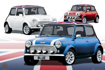 Mini Cars "Red, White & Blue" Automotive Poster - GB Eye (UK)