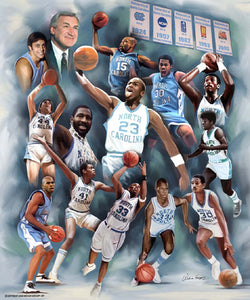 Dean's Dream Team (North Carolina Legends) Historic Art Collage Poster by Wishum Gregory