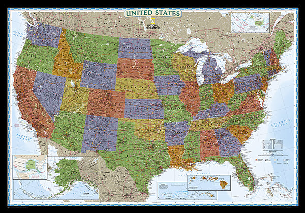 Map of the United States of America National Geographic Decorator-Edition 30x43 Wall Map Poster - NG Maps