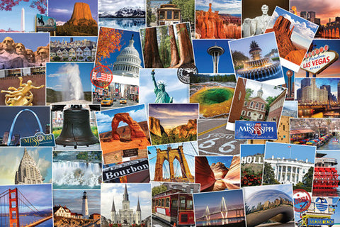 Travel the United States US Travelogue Collage Wall Poster - Eurographics Inc.