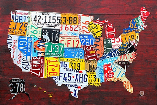 License Plates Map of the United States of America Poster - PosterService Inc.
