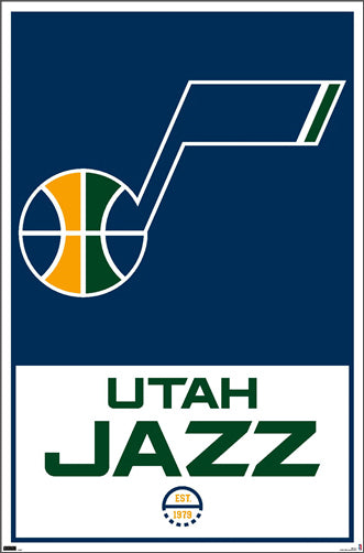 Utah Jazz NBA Basketball Official Team Logo and Wordmark Poster - Cost ...