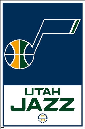 Utah Jazz NBA Basketball Official Team Logo and Wordmark Poster - Costacos Sports
