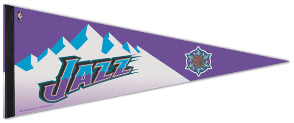 Utah Jazz "Purple-Mountain" 1996-2004-Throwback-Style Official NBA Premium Felt Pennant - Wincraft Inc.