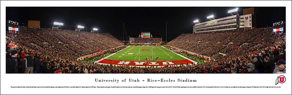 Utah Utes Football Rice-Eccles Stadium Game Night Panoramic Poster Print - Blakeway 2014