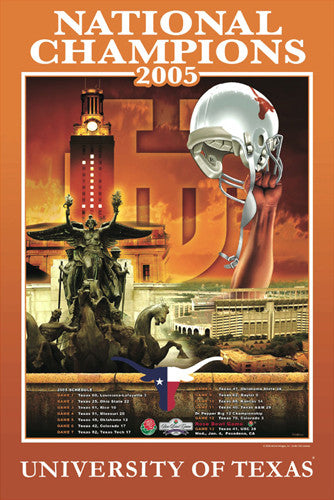 Texas Longhorns Football 2005 NCAA National Champions Commemorative Poster - Action Images