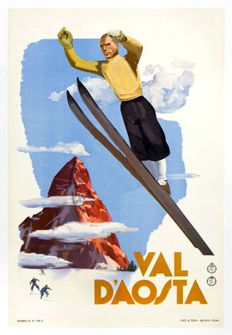 Val D'Aosta Ski Jumper (c.1935) Vintage Poster Reprint - AAC