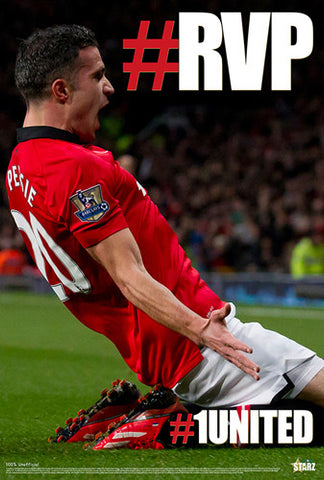 Robin Van Persie "#RVP" Manchester United Goal Celebration Soccer Poster - Starz 2014 (#50)