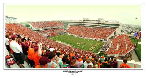 Virginia Tech Football "Maroon and Orange" (2005) Lane Stadium Panoramic Poster Print