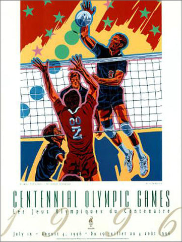 Atlanta 1996 Men's Volleyball Official Event Poster by Hiro Yamagata - Fine Art Ltd.