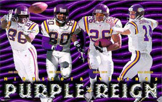 Minnesota Vikings "Purple Reign" Poster (Reed, Carter, Smith, Johnson) - Costacos Brothers 1998