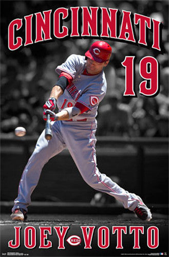 Joey Votto Masher Cincinnati Reds MLB Baseball Action Poster