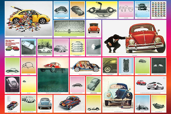 Volkswagen Beetle Historic Iconography Collage Poster