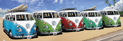 Surfing Caravan (Volkswagen Buses at the California Beach) HUGE Wall-Sized Poster - GB Eye