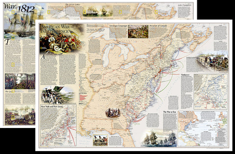 American Revolutionary War/War of 1812 National Geographic 24x36 History Wall Map 2-Sided Poster - NG Maps