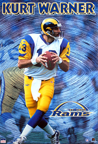 Kurt Warner 'QB' St. Louis Rams NFL Action Poster - Starline 1999
