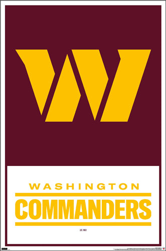 Washington Commanders Official NFL Football Team Logo and Wordmark Poster - Costacos Sports