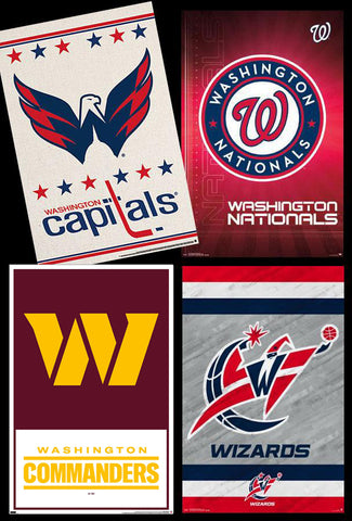 COMBO: Washington, DC Sports 4-Poster Combo (Commanders, Wizards, Nationals, Capitals)