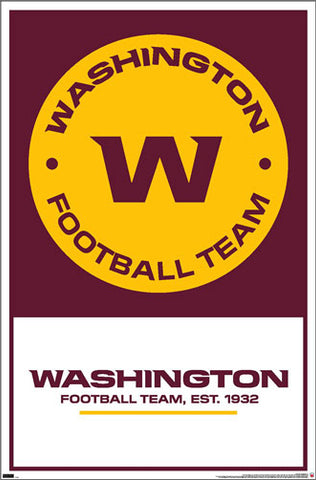 Washington Football Team Official NFL Football Team Logo and Wordmark Poster - Costacos Sports