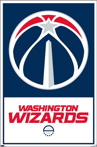 Washington Wizards NBA Basketball Official Team Logo and Wordmark Poster - Costacos Sports