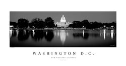 Washington DC Black-and-White US Capitol Panoramic Poster Print