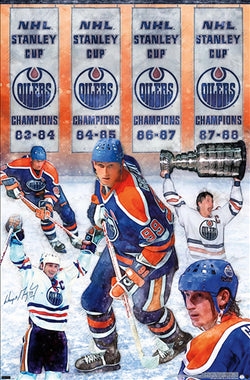 Wayne Gretzky "Four-Time Champion" Edmonton Oilers 1980s Retro NHL Hockey Poster - Costacos Sports 2022