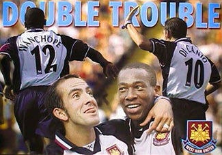 Wanchope &amp; Di Canio DOUBLE TROUBLE West Ham Poster - UK