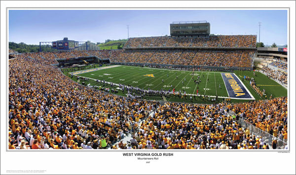 West Virginia Football "Gold Rush" Mountaineer Field Panoramic Poster - SPI 2007