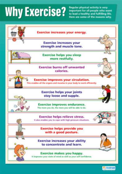 Why Exercise? Physical Education Fitness Center Wall Chart Poster - Po ...