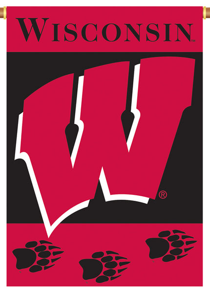 Wisconsin Badgers 'W' Black Background 3'x5' Deluxe Flag